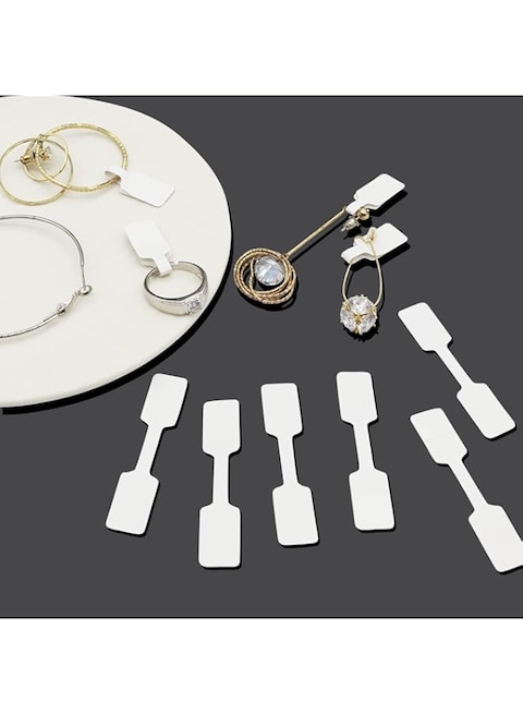 Excefore Price Tags, 500 Pieces Jewelry Tags for Pricing Self Adhesive White Blank Jewelry Ring Price Tags for Necklace Earring Price Identify Rectangle Label, White