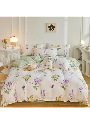 4-Pieces Bed Sheet Set, Aloe Cotton Soft Quilt Cover Set, Without Core, With 1Quilt Cover 200 * 230cm 1 Flat Sheet and 2 Pillowcases