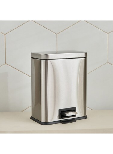 Box Stainless Steel Rectangular Pedal Bin - 5L