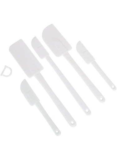 WooFree Plastic Baking Tools Cream Scraper Butter Spreader Set 5 in 1 White