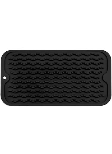 MicoYang Silicone Dish Drying Mat for Multiple Usage,Easy clean,Eco-friendly,Heat-resistant Silicone Mat for Kitchen Counter,Sink,Bar,Bottle,or Cup Black S 12 inches x 6 inches