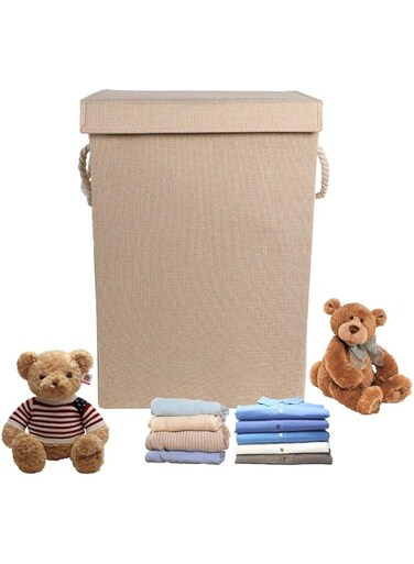 STAYOUNG 85L Laundry Hamper - Children's Storage Basket With Lid For Bathroom, Laundry Room, Clothes, Toys Or Snacks (Khaki)