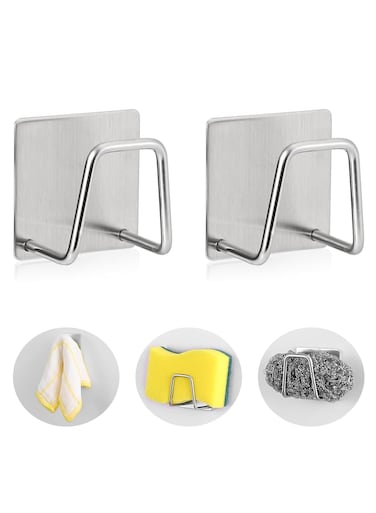 Sponge Holder for Kitchen Sink, SUS304 Stainless Steel Scrubber Hanger Caddy Accessories Storage Rack Stand for Scratch Scrub Dishcloth Dishrag Wool Exfoliator Strainer Stoppe