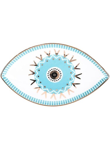 Azonee Jewelry Trinket Tray, Exquisite Ceramic Jewelry Dish Trinket Tray, Egyptian Pharaoh Trinket Dish Evil Eye Decor, Modern Accent Tray for Vanity, Ring Holder, Perfume Organizer