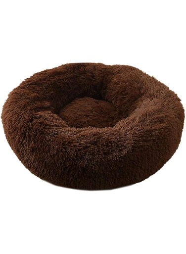 YFFS Fluffy Round Pet Bed, Warm Plush Dog and Cat Pet Bed, Warm and Calm Small Donuts, Kennel, Soft Puppy Sofa To Sleep, Color and Size To Choose From (50 CM,D)
