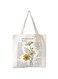 Wisfunlly Flowers Canvas Tote Bag, Canvas Tote Bag, Cute Wildflower Botanical Tote Bags, Reusable Grocery Shopping Cloth Bag, Washable Flower Cute Tote Bags, for Shopping, Grocery, School, Gym