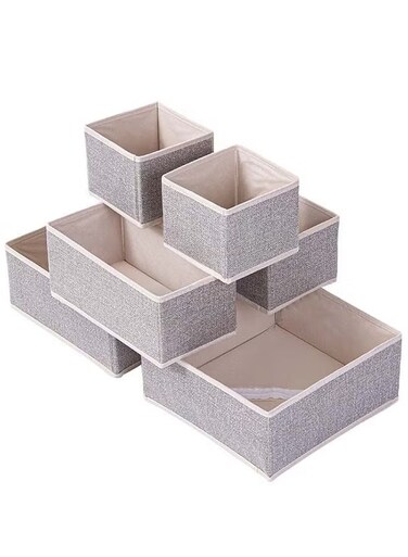 Pack Wardrobe Organiser Foldable Underwear Drawer Organiser Closet Organizers and Storage for Clothes, Socks, Scarves, Ties (Beige)