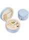 TAIMY Plush Velvet Travel Jewelry Box, Round Mini Travel Jewelry Case for Women Girls, Portable Mini Jewelry Travel Organizer Boxes for Rings Earrings Necklaces Bracelets(Ocean Blue)