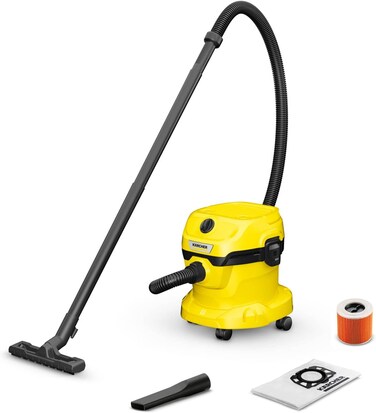 WD 2 Plus Wet and Dry Vacuum Cleaner with Blower Function, 1000W Power, 12L Impact-Resistant Container, 1.8m Suction