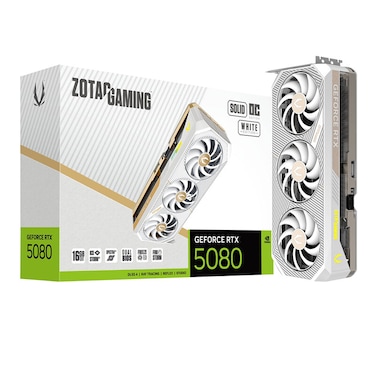 بطاقة رسومات Zotac Gaming Geforce RTX 5080 16GB GDDR7 Solid OC White Edition