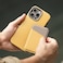 حامل البطاقة المغناطيسية UNIQ Lyden Cyelfgry RFID مع حامل ومحفظة مغناطيسية لهاتف iPhone 12/13/14/15 - أصفر كناري / رمادي فلينت