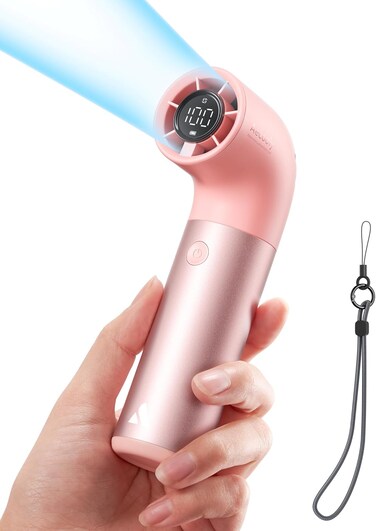 Aecooly Portable Handheld Fan, Powerful Turbo Mini Fan, 19000 RPM High Speed Aero Pro, 15H Max Cooling Time, 6 Speeds Aluminum Case,Rechargeable Personal Small Travel Essentials, Gifts for Women-Pink