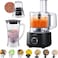 Panasonic Food Processor, with 2.4L Bowl, Blender, Grinder, Knife/Slicing/Shredding/French Fry/Whipping/Whisk &amp; Dough Maker Blade, Compact &amp; Sleek - MK-F510