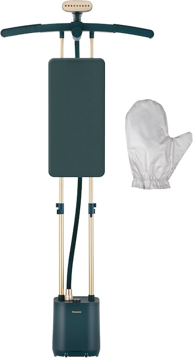 Panasonic Garment Steamer, 2400W, Expandable Hanger for Wide Length Clothes, 30sec Start, 50g/min Steam, Horizontal &amp; Vertical Use, Wheels for Mobility, 3L Tank with Draining Cap, NI-GWG090