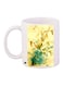 Floral Printed Coffee Mug White/Green/Yellow 11ounce