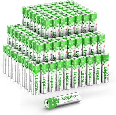 Lepro AA Batteries 100 Pack, 1.5 Volt Alkaline Double AA Battery with High Capacity, Anti-Leakage, Long Lasting Power, 2800mAh LR06 MN1500 Battery AA for Clocks Remotes Mouse Torch