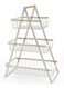 Fruit Basket for Kitchen Countertop 2 Tier Portable Metal Wire Storage Rack with Wooden Handle Detachable Rectangle Basket for Kitchen Organizer Storage Bread Snacks Fruits 3 Layer White.