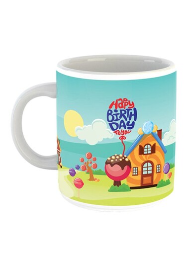 Happy Birthday Print Coffee Mug Multicolour