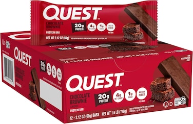 Quest Nutrition Chocolate Brownie Protein Bars, High Protein, Low Carb, Gluten Free, Keto Friendly, 12 Count