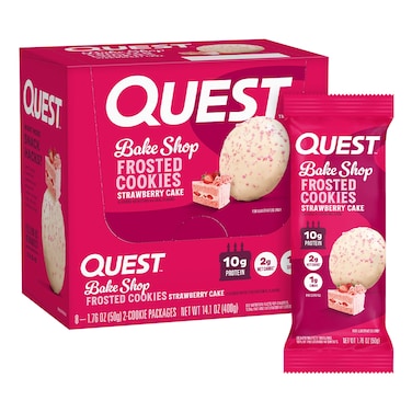 Quest, Frosted Cookie, Strawberry Cake, Box of 8 (Twin Pack)