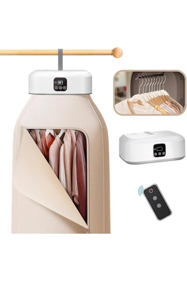 600W Portable Clothes Dryer, Mini Folding Clothes Dryer with Remote Control &amp; Drying Bag for Apartme