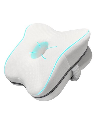 Knee Pillow Memory Foam Knee Pillow for Side Sleepers Ergonomic Leg Pillow Support for Better Spine Alignment Relief for Lower Back Hip Knees Pain Soothing Discomfort Pregnancy Pain Relief Breathable Washable Cover and Elastic Strap