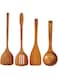 FJNATINH Wooden Spatula,Slotted Turner,Ladle Long Handle Utensils Set.Handmade for Kitchen Cookware (Utensil 4 Sets)