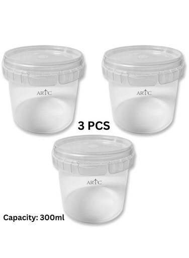 300ml Clear Plastic Jar Bottle Pack of 3pcs with Airtight Lid   PP Food Grade Microwave &amp; Freezer Safe Storage Container   Temperature Resistant -20&Acirc;&deg;C to 100&Acirc;&deg;C   Spice Jar, Perfume Storage, Dry Food Packing, Shipping &amp; Retail Supply   Leak Proof Reusable Jar for Shops, Factories, Restaurants &amp; Cafes