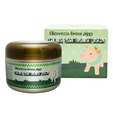 ElizaveccaGreen Piggy 50% Collagen Cream 100g - Volume Up Face Cream, Repair Water Cream, Big size Water Cream, Under Eye Cream for Puffiness and Bags, Shape Memory Night Cream