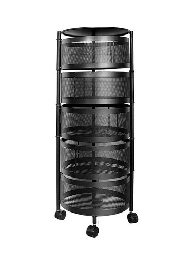 5 -Tier Storage Trolley Cart Black 31x31x86cm