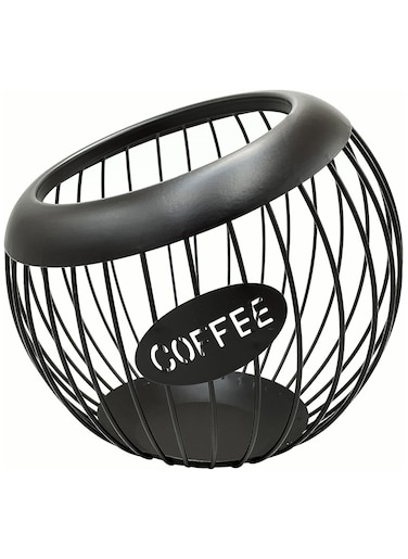 Large Capacity Metal Coffee Pod Storage Rack for Counter - Organized Coffee Station (Black)