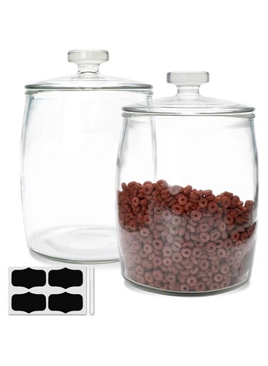 Accguan 2-Gallon Glass Jars with Lid,Food Storage Containers,Glass Cookie Jar for Bath Salts,Flour,Spices,Halloween Candy,Detergent,Kitchen Storage,Holiday Decoration Jars,DIY Gifts,2pcs