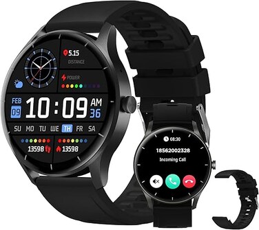 PEJE Smart Watches For Men,1.28" Display,Prayer Alerts,Arabic Support,Bluetooth Calls,IP68 Waterproof,Spo2/Hr/Sleep Tracking,123+ Sports Modes,7-Day Battery (230mah),Ios/Android.(Black)