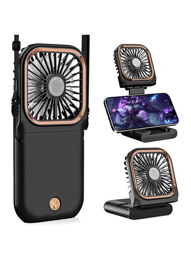 Jorunb Portable Small Fan Personal Neck Fan for Women Mini Desk Fan USB Rechargeable Battery-Operated Handheld Fan and Phone Stand for Travel Indoor and Outdoor