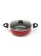28CM Red Nonstick Kadai Pan Frying Pan with Glass Lid and Double Handles, Multi-Purpose Deep Cooking Wok for Sauteing Frying and Curries Everyday Kitchen Cookware