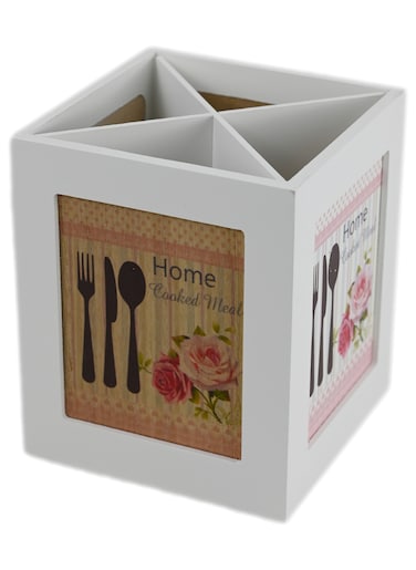 Cutlery Stand For Spoon, Wood Cutlery Spoon And Fork Holder For Dining Table Spoon, Cutlery Holder For Table, Spoon Stand With 4 Compartment
