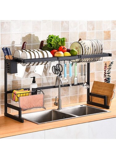Stainless Steel Kitchen Rack Dish Organizer Drying Rack Above Sink Drain Rack Kitchen Storage Countertop Utensil Holder