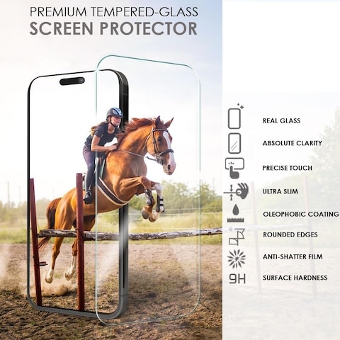 Muzz Clear Screen Protector for IPhone 16 Pro (6.3-inch), 2.5D HD Tempered Glass, 9H Hardness, 3-Pack (iPhone 16 Pro)