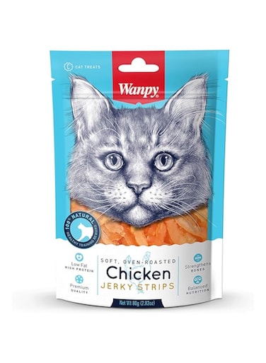 WANPY SOFT CHICKEN JERKY STRIPS FOR CAT 80g