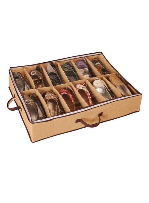 12-Segment Nylon Shoe Organizer Beige