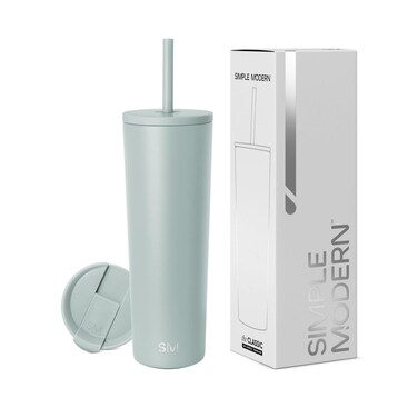 Modern Insulated Tumbler with Lid and Straw   Iced Coffee Cup Reusable Stainless Steel Water Bottle Travel Mug   Spring Break Gifts For Her &amp; Him   Classic Collection   28oz   Sea Glass Sage