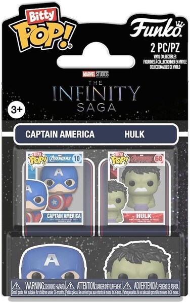 Bitty Pop! Marvel Infinity Saga: Captain America &amp; Hulk 2 Pack Vinyl Figure (Random 1 Piece)