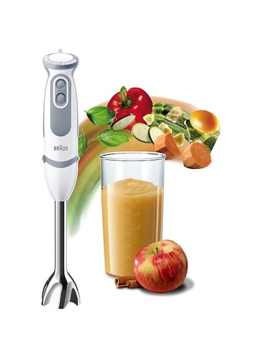 Braun MultiQuick 5 Hand Blender, 1000W, 21 speeds, PowerBell Technology, Splash Control, One Hand Speed Wheel, Ergonomic Shape, Comfortable Soft Grip, BPA-Free Beaker - MQ 5200