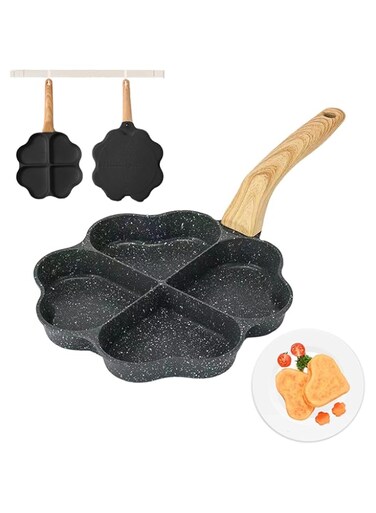 VAODO 4-Cup Nonstick Egg Frying Pan, Healthy Granite Heart Breakfast Pan, Saucepan, Cr&ecirc;pe Pan, for Gas and Induction Stove Tops