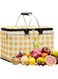 AoMige Insulated Picnic Basket 30L, Large Capacity Aluminum Film Multilayer Composite Material Leakproof Foldable Picnic Basket for Outdoor Picnics, Travel