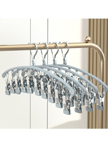 Multi Clip Drying Rack,Laundry Drying Racks with 10 Clips,Sock Dryer with Clips,Stainless Steel Drying Rack,Hanging Drying Rack for Drying Socks,Bras,Towel,Underwear,Baby Clothes,Grey (4pc)