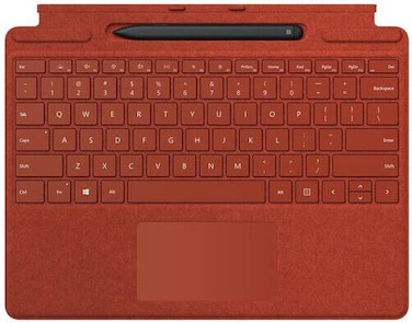 Microsoft Surface Pro X English Keyboard + Pen, Full Mechanical Keyset, Thin Light Profile, Trackpad, Accelerometer, English Layout, Poppy Red   26B-00021