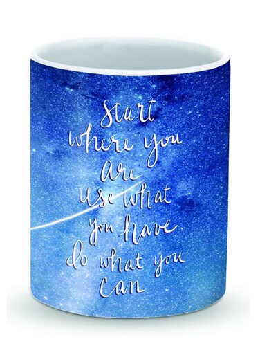 Premium Start, Use, Do Designer Mug White/Blue