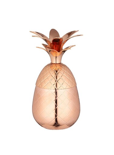 2-OZ Pineapple Drink Tumbler: Perfect for Bars, Restaurants, and Catered Events - Copper Drink Shot Cup with Silver Stainless Steel Interior Lining for Pina Coladas and Mojitos - 1-CT