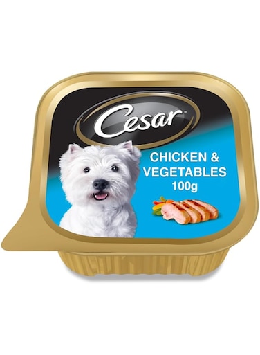 Cesar Dog Food, Chicken and Vegetables Dog Wet Food 100g, Formulated Without Grains, Complete and Balanced Dog Nutrition
